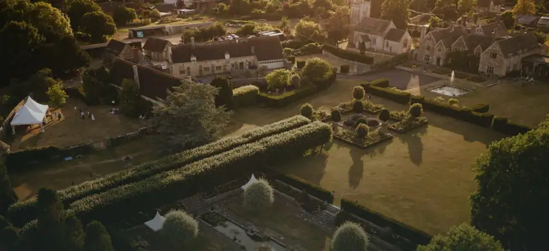An aerial view of Hinton St Mary Estate and the surrounding Dorset countryside